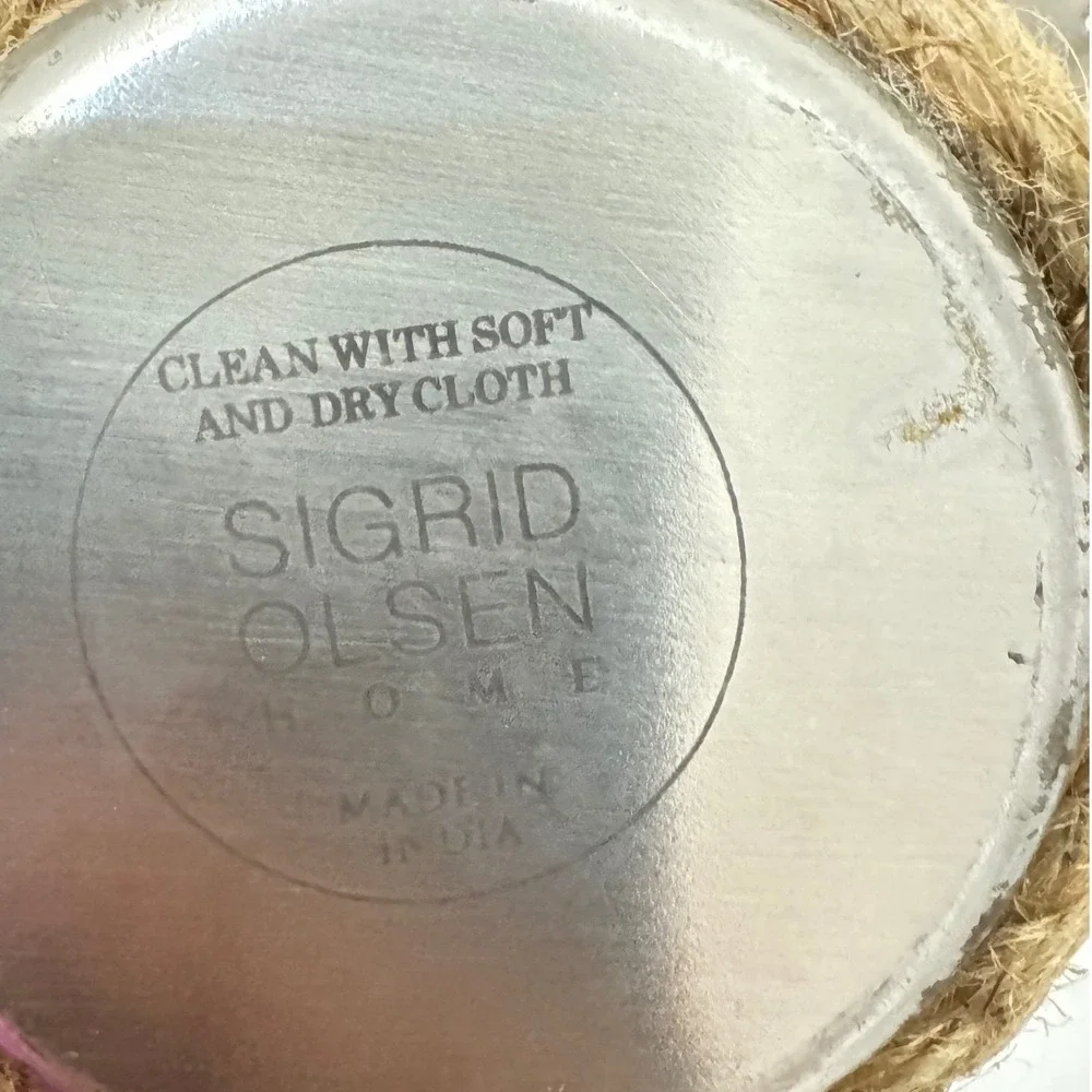 Sigrid Olsen Home Outdoor Jute Wrapped Cocktail Shaker, Ice‎ Bucket 3pc OLDSTOCK
